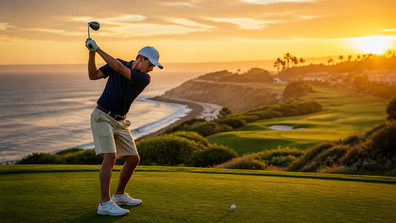 Junior golfer on a coastal San Diego golf course